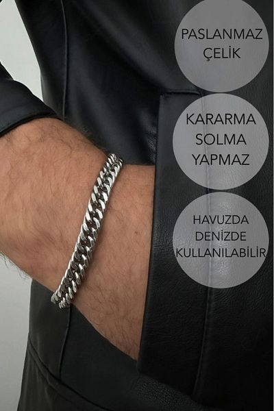 SEVGİLİ TAKI Cuban Chain Thick Model Steel Chain Bracelet |   Karma Series