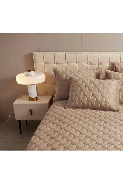 OEM Bed Sheet and 2 Pillowcases, Velvet, Quilted Topper, 140x200cm, Cream