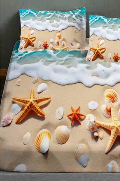 MonoHome 100% Cotton Fitted Sheet Special Design 5D Digital 60 Wire Sea Stars