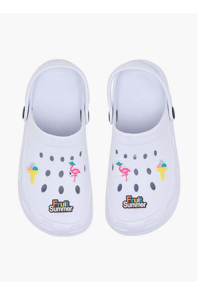 Flora Bella by Shoexpress قباقيب بناتية بنقشة طيور النحام مع حزام خلفي