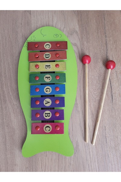 m montefair Colorful Fish Wooden Children's Metalphone / Xylophone - Educational Musical Toy (27X12 cm)
