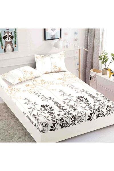 JOJO HOME Double Bed Sheet with Elastic, Jojo Home, Finet, 3 Pieces, 2 Persons, 180x200cm, Field Flowers Print