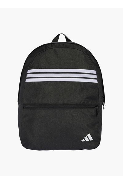 adidas Logo Print School Backpack with Adjustable Straps and Zip Closure
