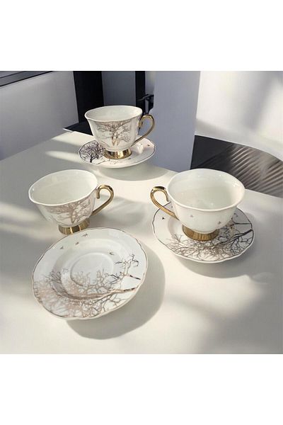 partridge store Porcelain Tea Cup Set 6 Pieces