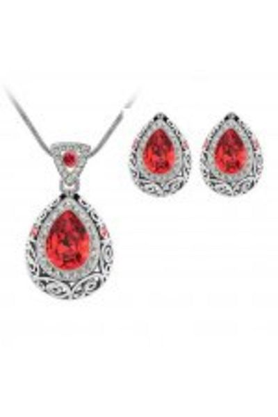 Kelan Queen Elegance jewelry set – Royal Red crystals, S925 silver plated