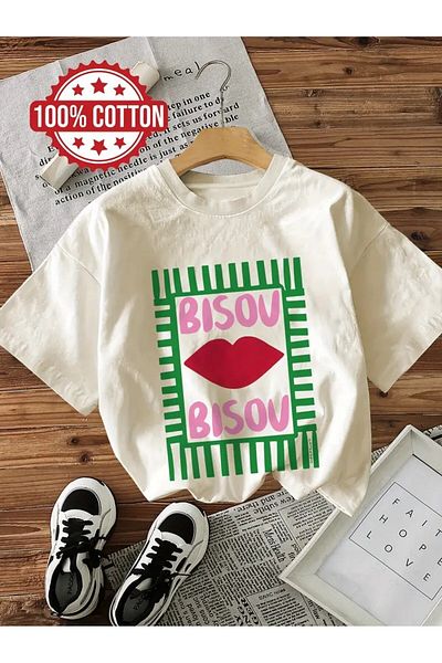 vikitekno Oversize Bissou Printed Design Women's T-Shirt