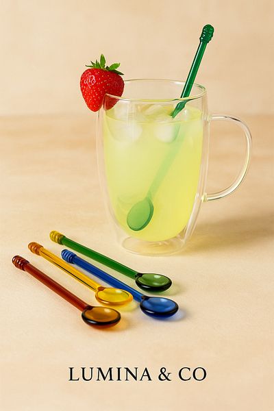 LUMİNA Set of 6 Colorful Glass Mixing Spoon – Elegance and Functionality in One!