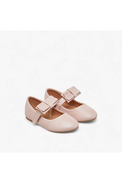 Flora Bella by Shoexpress Bow Accent Ballerina Shoes with Hook and Loop Closure