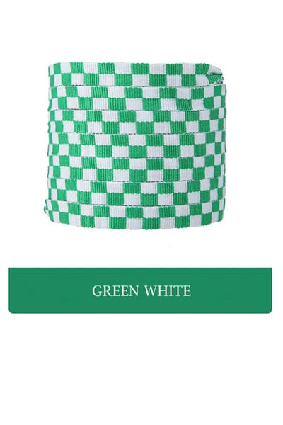 OEM White-Green Checkered Shoelaces, 120 cm