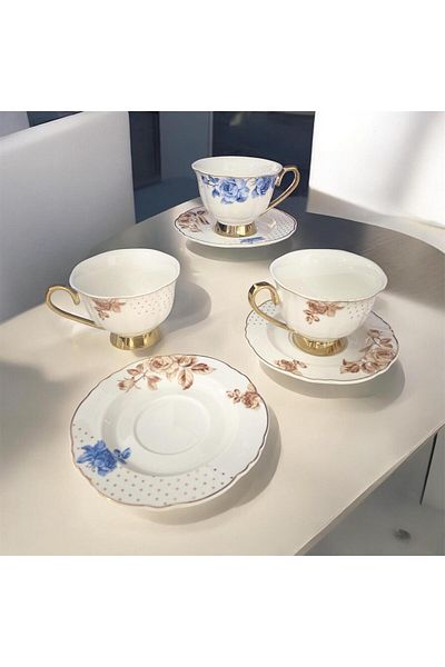 partridge store Porcelain Tea Cup Set 6 Pieces