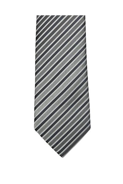 1001 Kravat Gray White Dark Gray Striped 7.5 cm Wide Tie