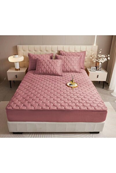 OEM Bed sheet and 2 pillowcases, Velvet, Quilted Topper, 140x200cm, Pink
