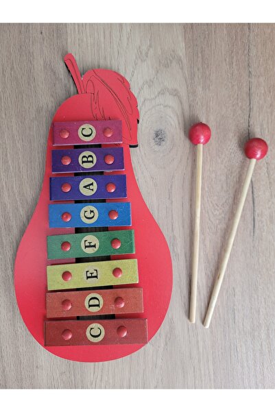 m montefair Colorful Pear Wooden Children's Metalphone / Xylophone - Educational Musical Toy (27X12 cm)