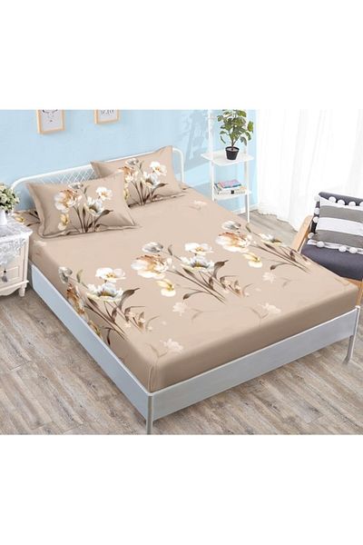 OEM Double Bed Sheet Set with Pillowcases, Finet, Floral Print, 180x200cm, 3 Pieces, Multicolor