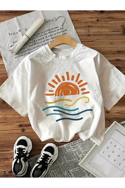 vikitekno Oversize Sun Printed Design Women's T-Shirt