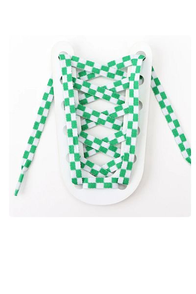 OEM White-Green Checkered Shoelaces, 120 cm