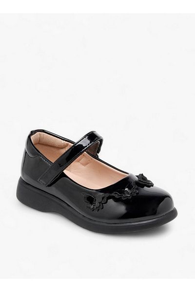Flora Bella by Shoexpress Girls Butterfly Applique Mary Jane School Shoes with Hook and Loop Closure