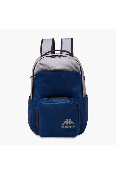Kappa Logo Print School Backpack with Adjustable Straps and Zip Closure - 31x...
