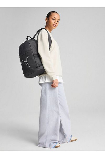 Puma Logo Print School Backpack with Adjustable Straps and Zip Closure