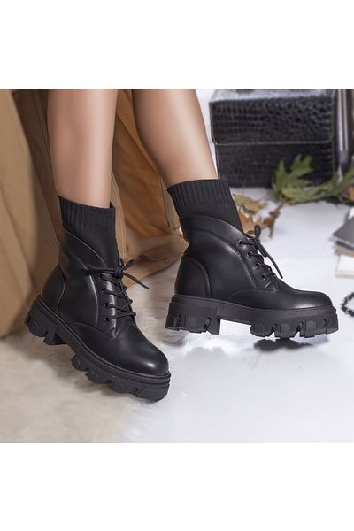 MODA STİL Women's boots, ecological leather / padded textile, alexandra, black, 39