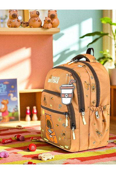 Shopiolog Primary School Orthopedic Waterproof 3 Compartment Primary School Boy's Backpack with Water Bottle