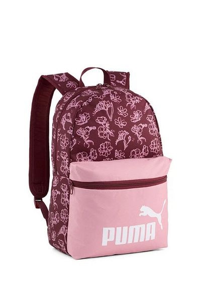 Puma Girls Floral Print School Backpack with Adjustable Straps and Zip Closure