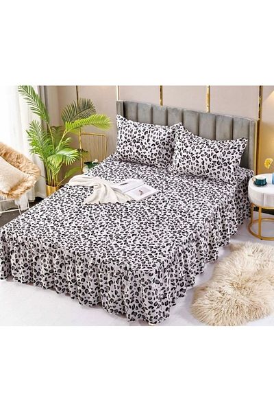 JOJO HOME Double bed sheet with ruffles, Jojo Home, Animal Print, 3 pieces, 2 persons, Finet, 250x270cm