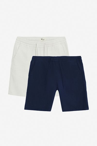 AC&Co / Altınyıldız Classics Ανδρικό Navy Blue-Light Grey 2 Pack 100% βαμβακερό σορτς με πλαϊνές τσέπες με δέσιμο στη μέση