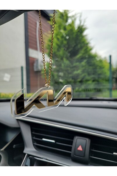 rosfloa rf Pleksi Gold Zincir Askılı Dikiz Aynası Süsü Şık Hediyelik Araç Marka Logolu Oto Aksesuar