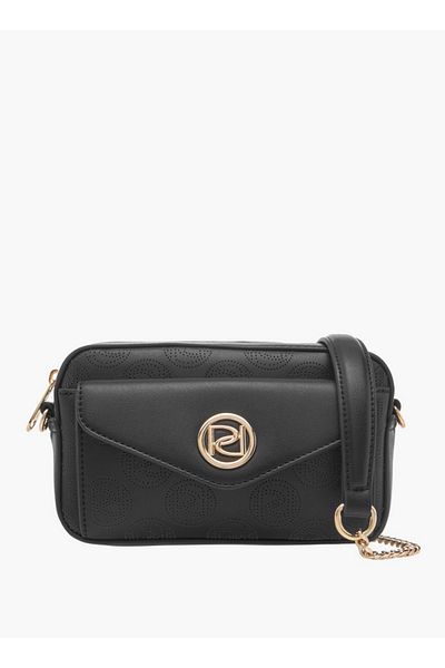 Paprika Monogram Detail Crossbody Bag with Detachable Chain Strap and Zip Closure