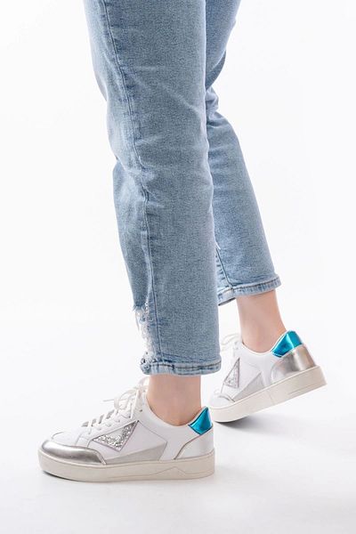 TB Terzi Bey Sv-01 White Garni Lace-Up Women's Sports Shoes