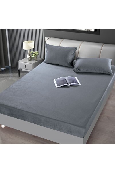 JOJO HOME Bed Cover and 2 Pillowcases, Jojo Home, Velvet, 180x200cm, Dark Gray