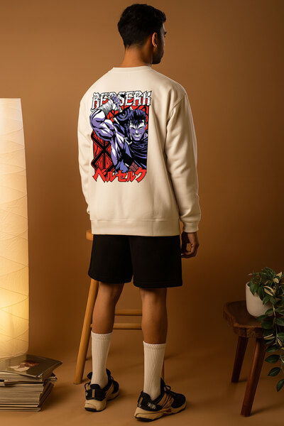 By Caspita Fashion Λευκό φούτερ Lenithra Berserk Guts Anime με στάμπα Unisex ...