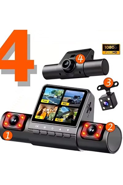 gaman 1080P Dash Cam Full Hd Araç içi Kamera Ön Arka ve İç Kayıt 4 Kamera Gec...