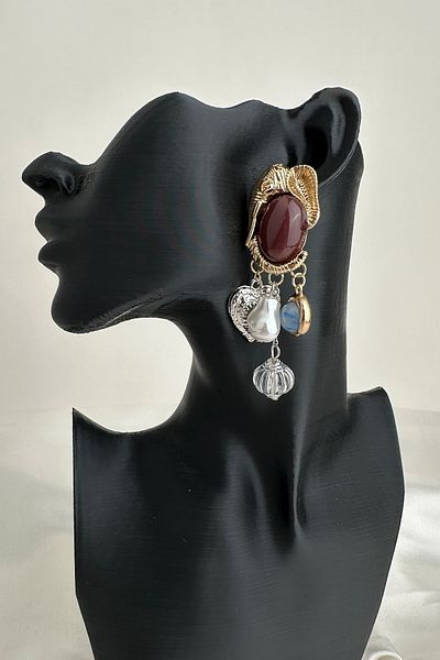 Modex Bohemian Style Brown Stone Dangle Earrings (7cm)