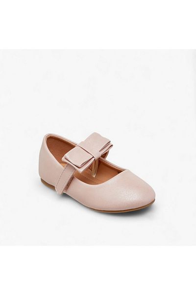Flora Bella by Shoexpress Bow Accent Ballerina Shoes with Hook and Loop Closure