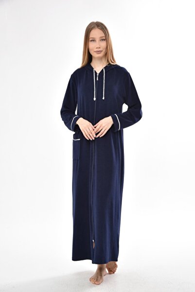 LİKAPA 3106 Fermuarlı Uzun Kapüşonlu Havlu Elbise