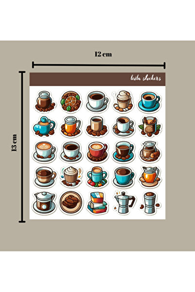 Leila Kahve Temalı Sticker Sayfası | 12x13 cm | Bullet Journal & Günlük Süsleme