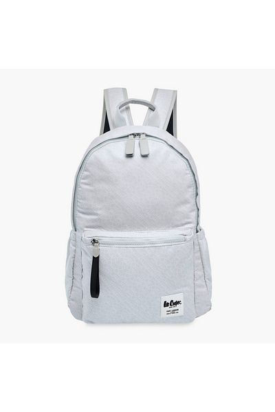 Lee Cooper Monogram Print Backpack with Adjustable Straps and Zip Closure - 14x33x42 cm