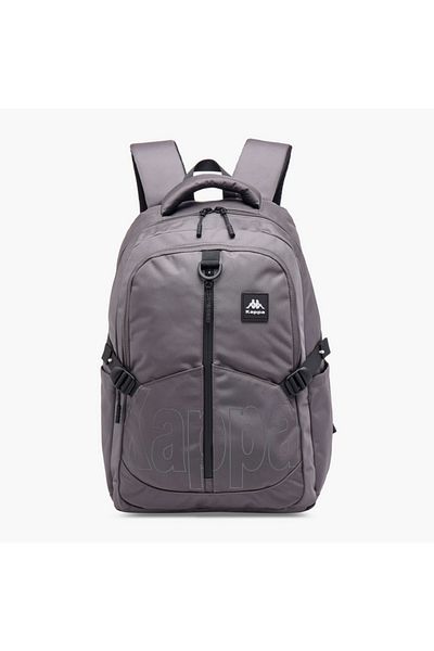 Kappa Logo Print Backpack with Adjustable Straps and Zip Closure - 17x35x48 cm