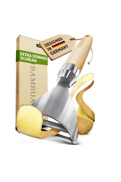 Bambua Vegetable or fruit peeler Bambua, steel, bamboo, silver, natural