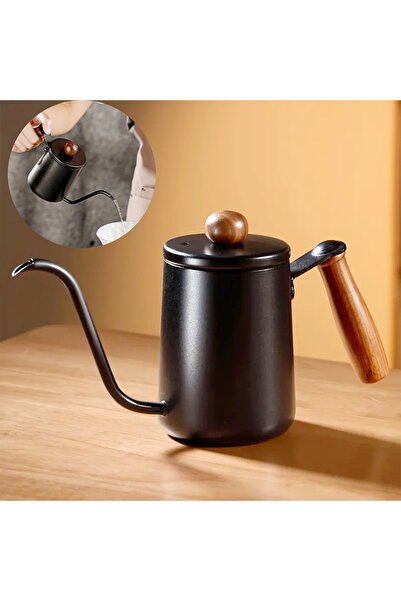 Omran Cart غلاية قهوة 600 مل من الفولاذ المقاوم للصدأ باللون الأسود مع مقبض خ...