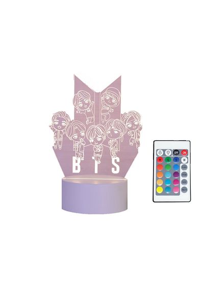 OEM 3D LED Night Light, BTS Band, 16 Colors, color change via remote control, Ambient Light