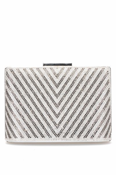 VAROL ÇANTA Varol 343t Women's Diamond Evening Dress Bag Silver