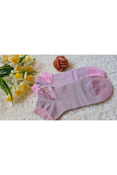 Giy Butik 2'li Parlak Sim Detaylı Çorap Pembe-lila