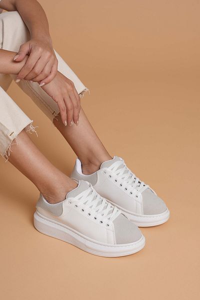 JOSEPHWORLD LT109 Pantofi de damă din piele intoarsa alb gri