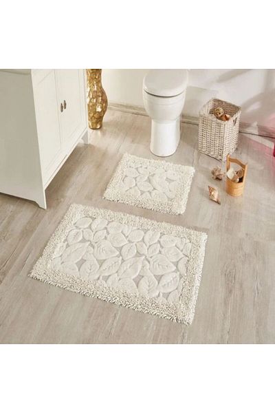 Çapa Home Çapa Home Cotton 2-Piece Bath Mat Leaf Pattern