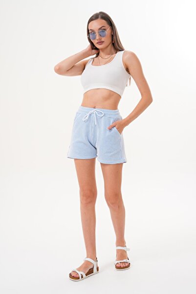 ŞİMAL Women's Stripe Patterned Shorts 250601 -