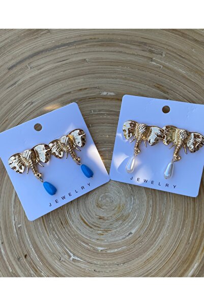 Gozibygoz Elephant Shaped Earrings with Hanging Stone Detail