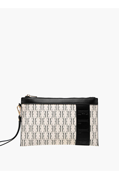 ELLE Monogram Print Clutch with Zip Closure - W 1 x H 16.5 x D 27 cm